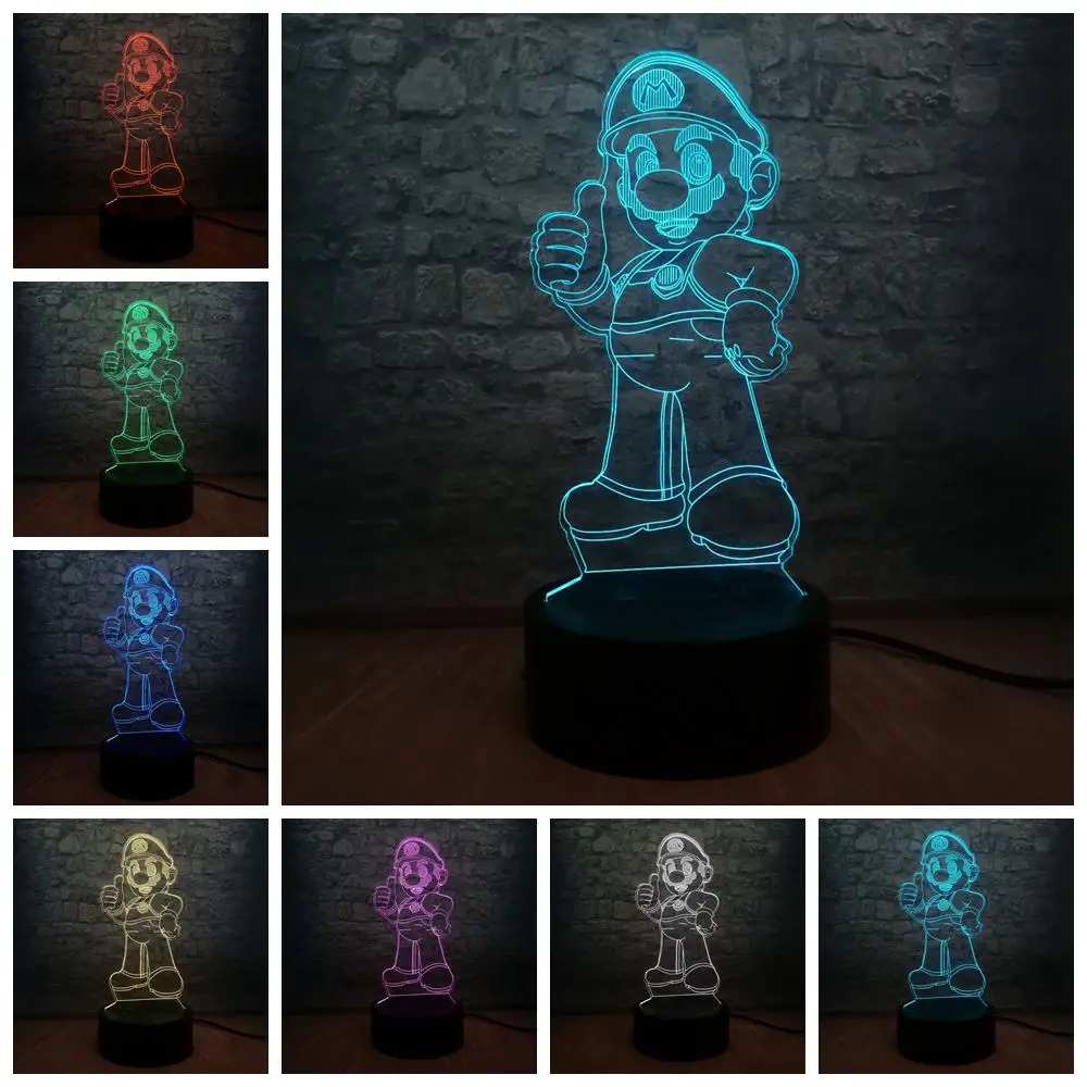 Прямая Супер Марио Йоши 3D светодиодный USB лампа мультяшная игра фигурка детская Лава настольная ночник ребенок новинка подарок домашний декор - Испускаемый цвет: style 10