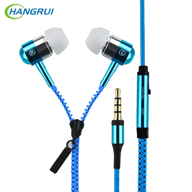 

HANGRUI Metal Zipper Earphones In Ear Sport Headset 3.5mm Universal Earbuds with Mic Earphone For iphone xiaomi fone de ouvido