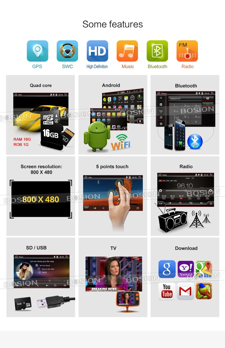 Perfect 7" Quad Core Android 6.0 1024*600 Single One 1 Din Car Stereo Audio Autoradio Head Unit Headunit Autoradio Bluetooth Handsfree 4