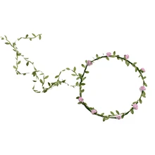 2 pcs Lady Boho Floral Flower Festival Wedding Garland Forehead Hair Head Band -Pink