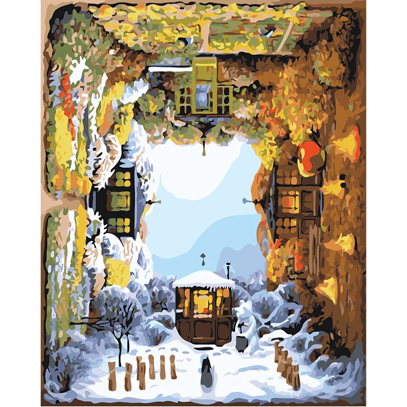 Вращение Four seasons Безрамное Diy масла Краски ing по номерам стены Книги искусству