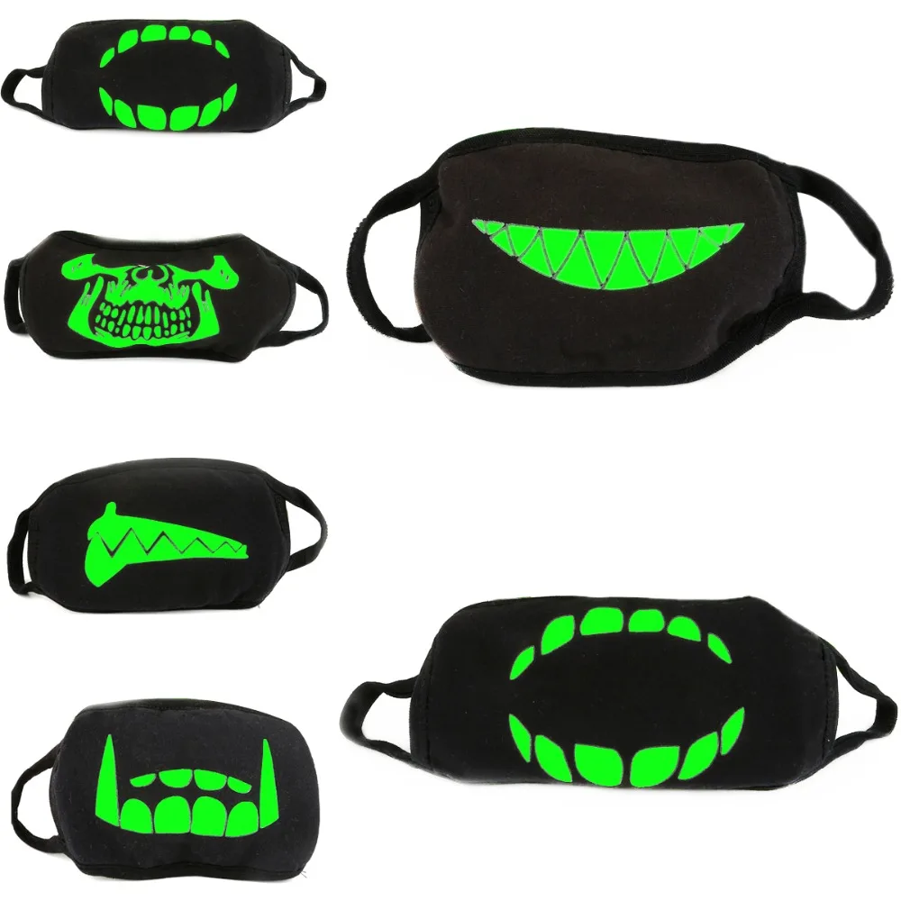 

2018 New Arrival Skeleton Personality Fluorescence Non Mainstream Dust Outdoor Riding Ghost Teeth Cotton Luminous Dance Mask