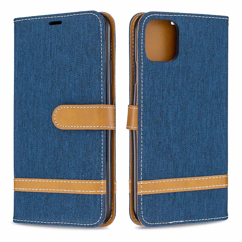 

Canvas Leather Wallet Case For Iphone 6.1 6.5 inch 2019 New For Samsung Galaxy A10e Jean Hybrid Hit Color Flip Cover 1PCS