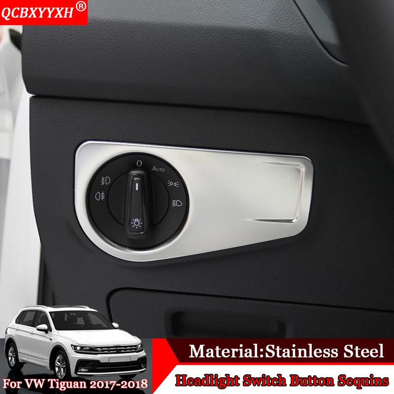 Автомобильный Стайлинг кнопка переключения фар блесток Внутренняя Рамка автомобиля украшения наклейки для авто для Volkswagen Tiguan