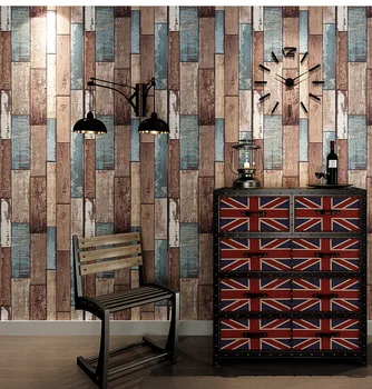 

American Style Wallpapers Waterproof PVC Vinyl Wall Paper Roll For Coffee Shop Texture Feature Wood Grain Wallcoverings 10M