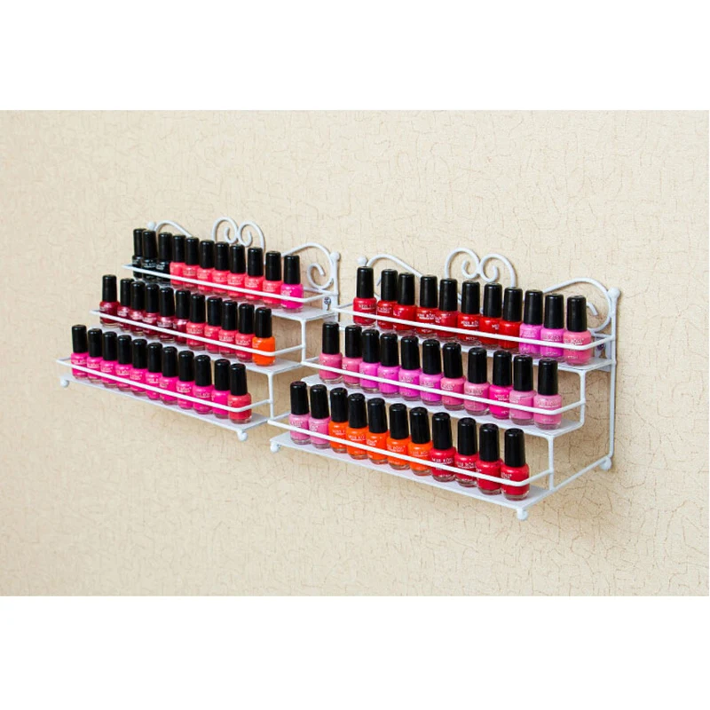 

Nail Polish Desktop Rack 3 Layers Display Stand Storage Holds Iron Art Shelf Holdr Case Shelf Nail Salon Black/White/Coffee
