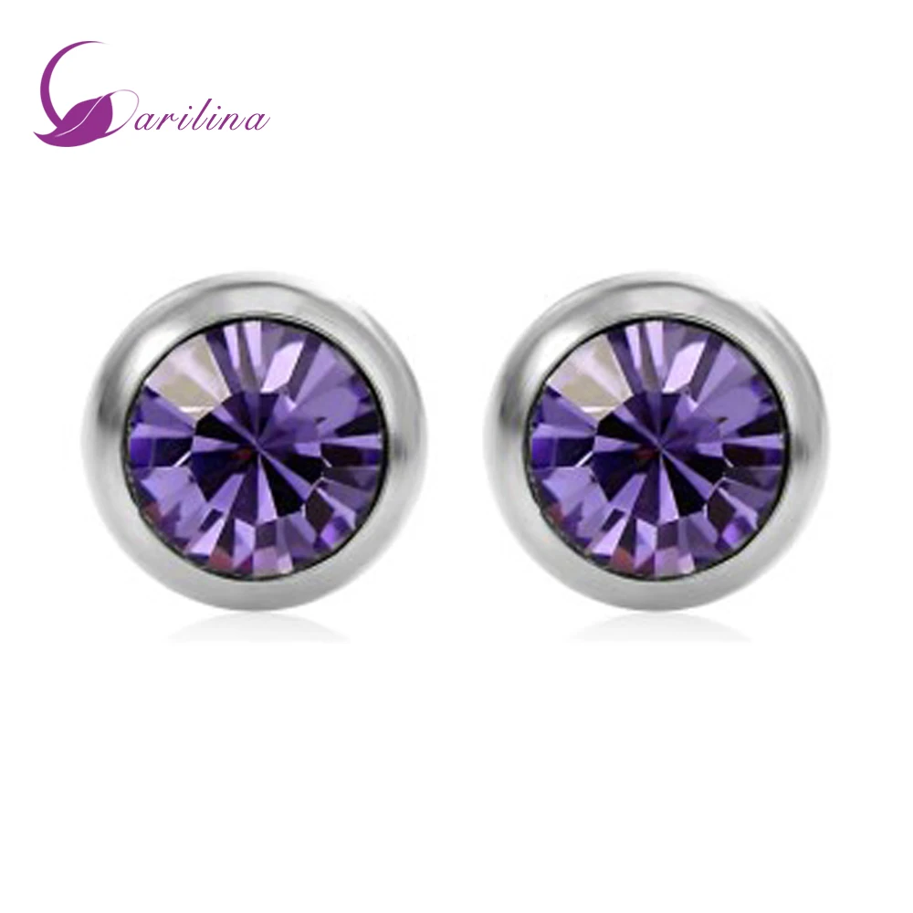 Buy Round Purple Austrian crystal 925 Sterling Silver