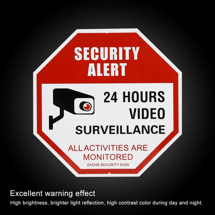 

24 HOURS VIDEO SURVEILLANCE" Warning Sign Aluminum Security Alarm 30*30cm 2019