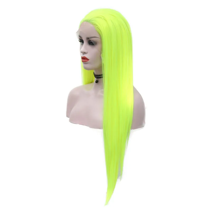 JOY& BEAUTY синтетический кружевной передний парик, светильник, зеленый, прямой, ручная вязка, без клея, Термостойкое волокно, боковая часть волос для женщин, парики