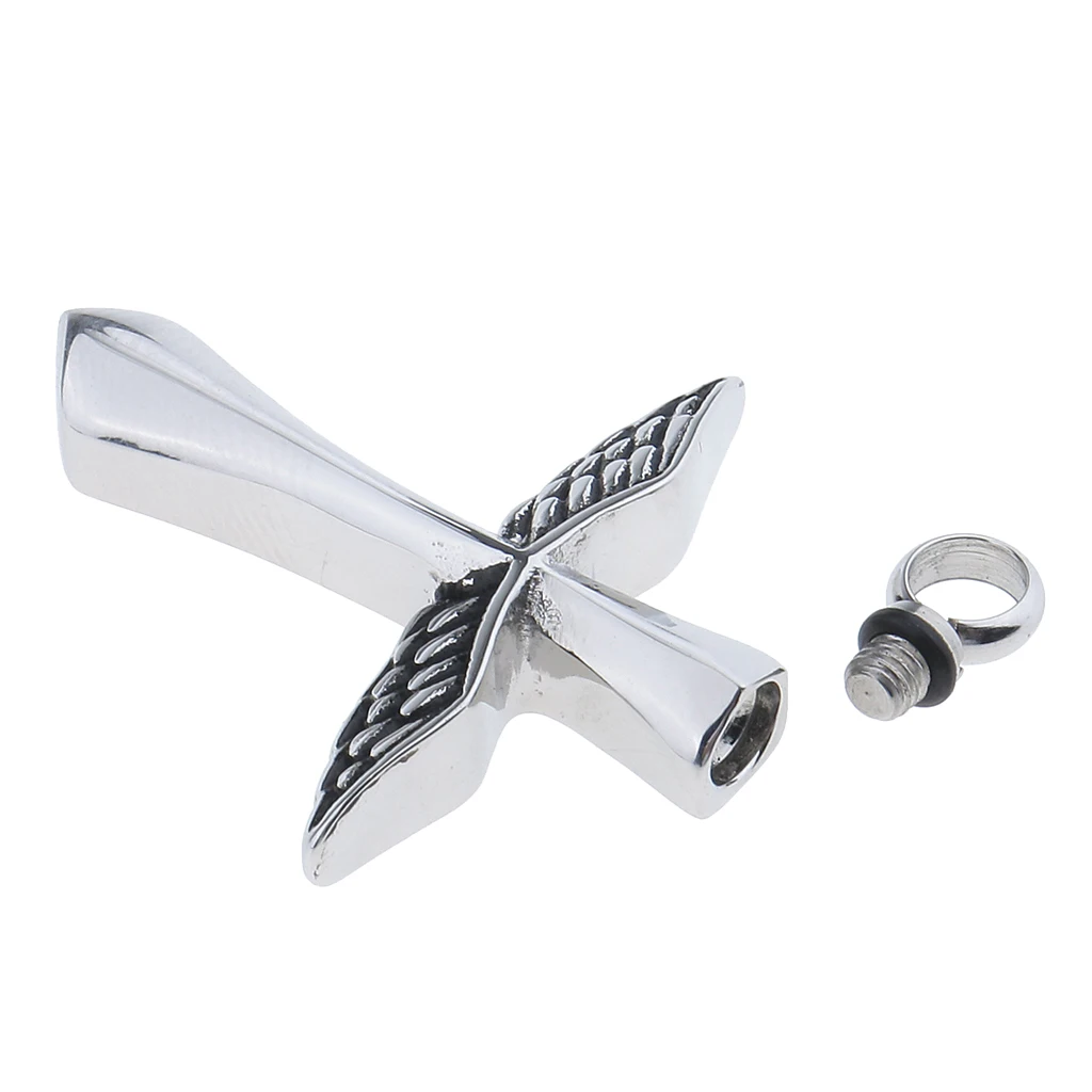Keepsake Urn Jewelry Bless Cross Angel Wing Cremation Pendant for ashes