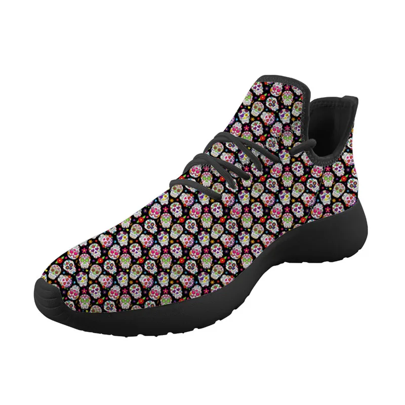 FORUDESIGNS/Классическая вязаная обувь с принтом черепа для женщин; дышащие весенние летние туфли на плоской подошве; удобные кроссовки для женщин; большие размеры - Цвет: Z3720Z60