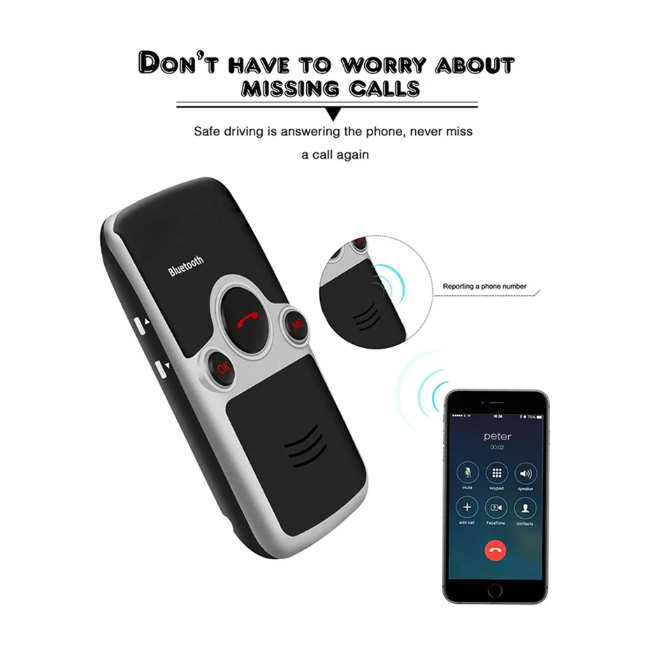 A9 солнцезащитный козырек Беспроводной Bluetooth гарнитуры Car Kit Два телефон подключен