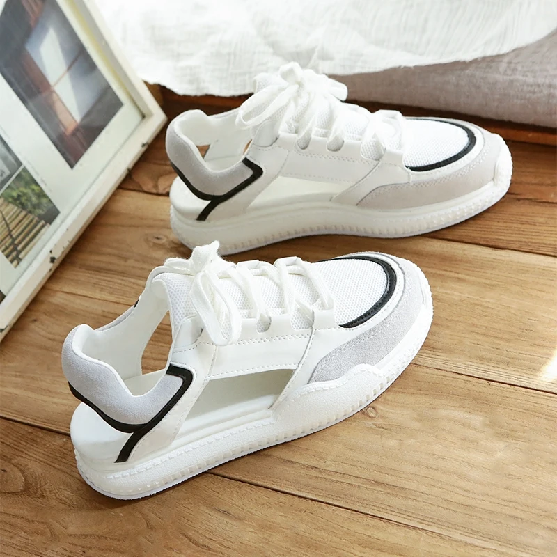 

European station 2018 summer leather sandals female Korean version of the wild thick cakes increased thick thin Roman shoes