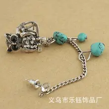 Мода Горячие Новое Прибытие Винтаж Серебро Бронза Панк Игристые Rhiny Сова Уха клип E717