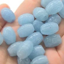 Один кусок свободные бусины с полным отверстием Аквамарин Пилар резные 10*13-14 мм для DIY изготовления ювелирных изделий 14 дюймов FPPJ бусин