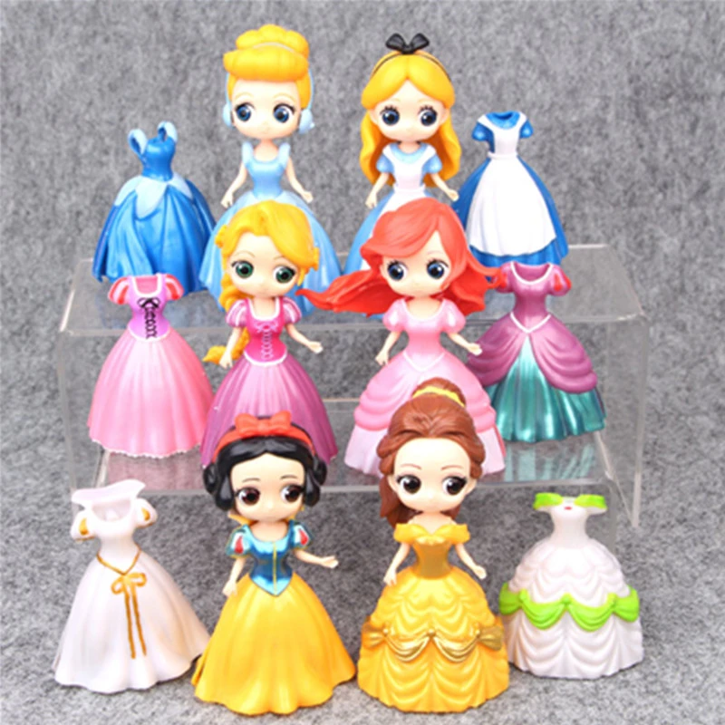 ディズニー12ピース セット王女白い雪シンデレララプンツェルガレージキット調整可能なプリンセスアクションフィギュアコレクタブルモデル人形玩具 Action Figures Aliexpress