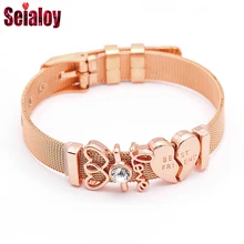 

SEIALOY Fashion Stainless Steel Mesh Bracelets Bangles Watch Chain For Women Couples Girls Charm Pandora Jewelry Bracelets