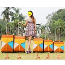Travel bag trolley luggage wheels female universal colorant match 16 18 20 22 24 luggage box sets,women travel luggage sets
