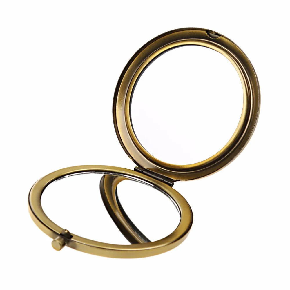 Espelho de Maquilhagem do Metal do Vintage de Bolso Portátil Dobrável Compacto Make Ferramenta up 11 Do Metal do vintage de Bolso Portátil