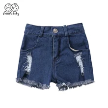 От 1 до 5 лет летнее платье для девочек и мальчиков грудного возраста из хлопка и дырочки джинсы детские рваные, Стретч шорты Горячая