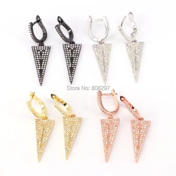 

4Pairs New Fashion Micro Pave White cubic zircon triangle shape earrings women jewelry