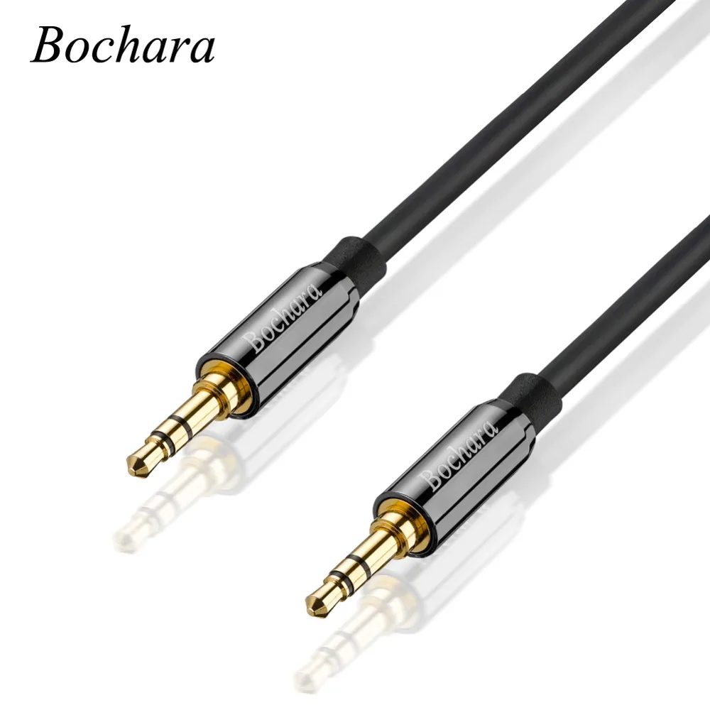Bochara Gold Plated 3 5mm Audio font b Cable b font Male to Male Shielded For