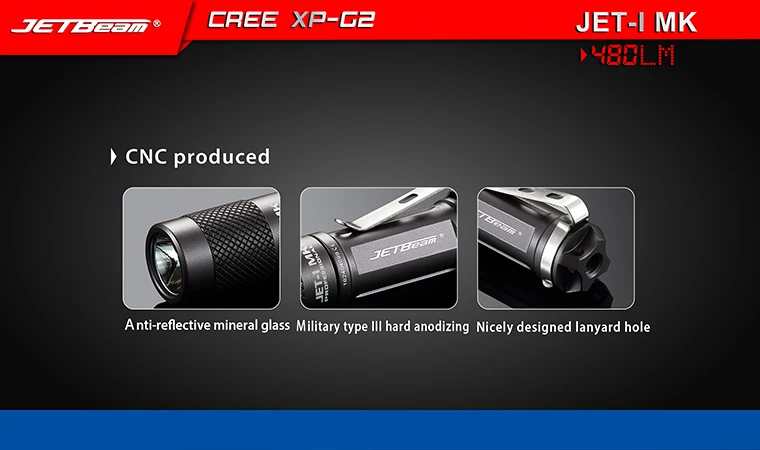 Мини JETBeam JET 1 Cree XP G2 480 люмен Светодиодная Вспышка светильник с Водонепроницаемый