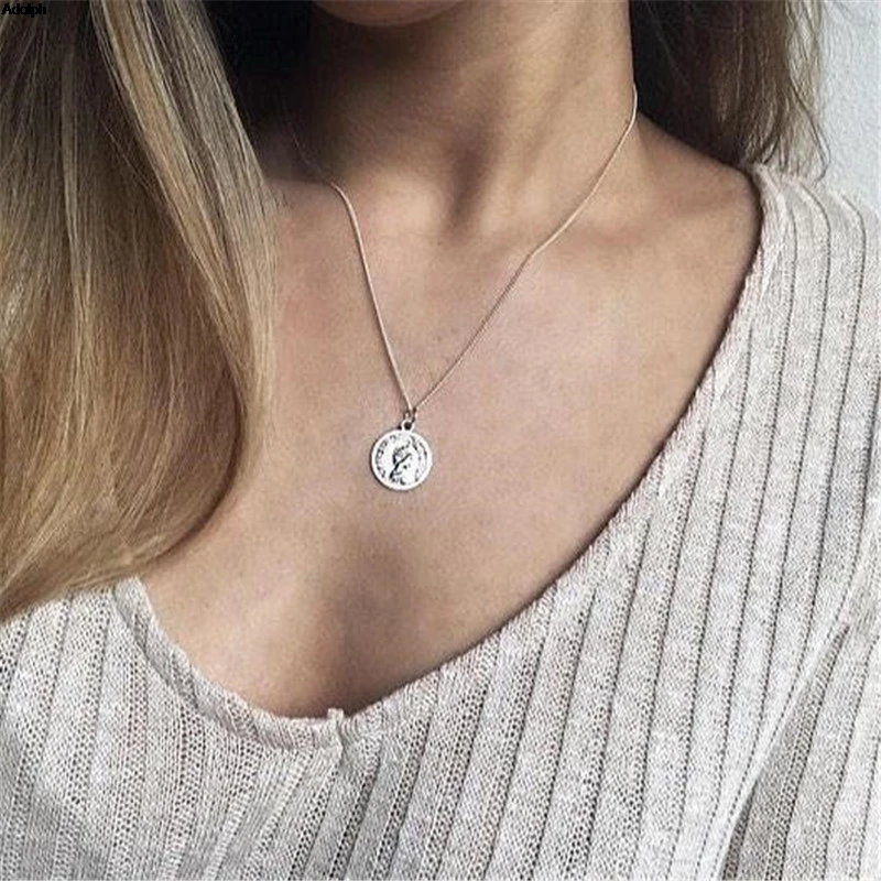 

ADOLPH Star Jewelry Vintage Head Coin Simple Choker Necklace Woman Statement Chain Boho Pendants Necklaces Bijoux Female Gifts