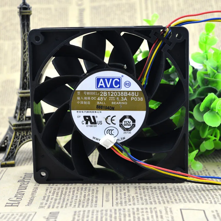 AVC 2B12038B48U P038 постоянного тока 48В 1.3A (12 см) 120*120*38 мм 12038 4 провода ШИМ сервер инвертор