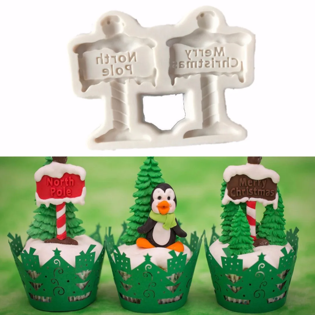 JX-LCLYL Silicone Merry Christmas Fondant Cake Mold Cake Decorating Sugarcraft Mould New