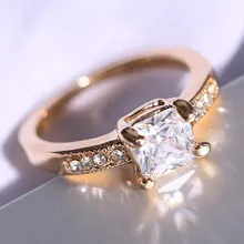 Anillos de compromiso para mujer, anillos de cristal para novia, anillo de bodas dorado, regalo para chica, joyería de moda