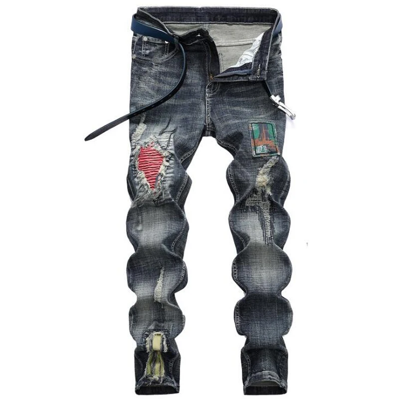 Мужские джинсы высокого качества рваные повседневные рваные джинсы мужские хип-хоп женские прямые джинсы мужские джинсы