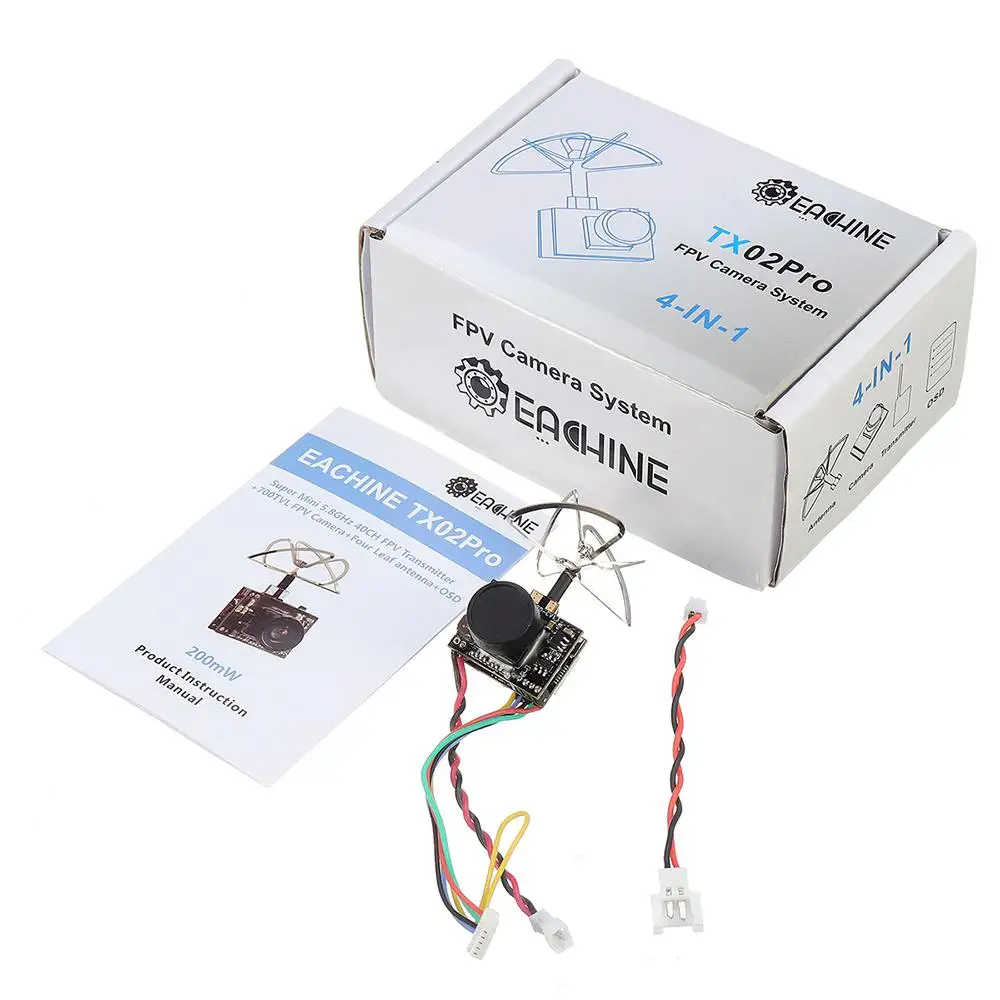 Eachine TX02Pro с Smartaudio OSD AIO 5,8G 40CH 200 mW VTX 700TVL 1/4 cmos-камера для fpv-полетов камеры NTSC