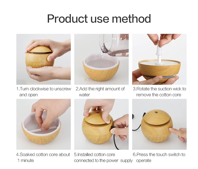 Kbaybo usb aroma essential oil diffuser ultrasonic cool mist humidifier air purifier 7 color change led night light for office home