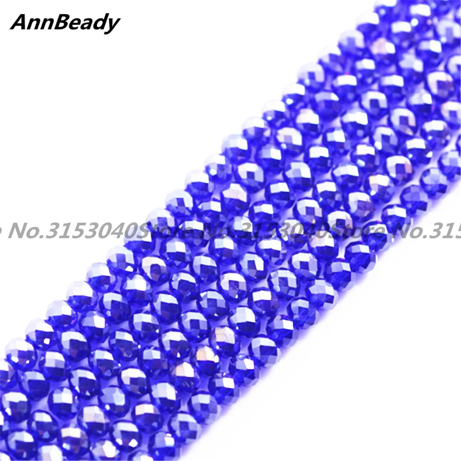 

145pcs Deep Blue AB Color 4mm Rondelle Spacer Austria Crystal beads For Jewelry DIY Making Jewelry Crafts Round Beads