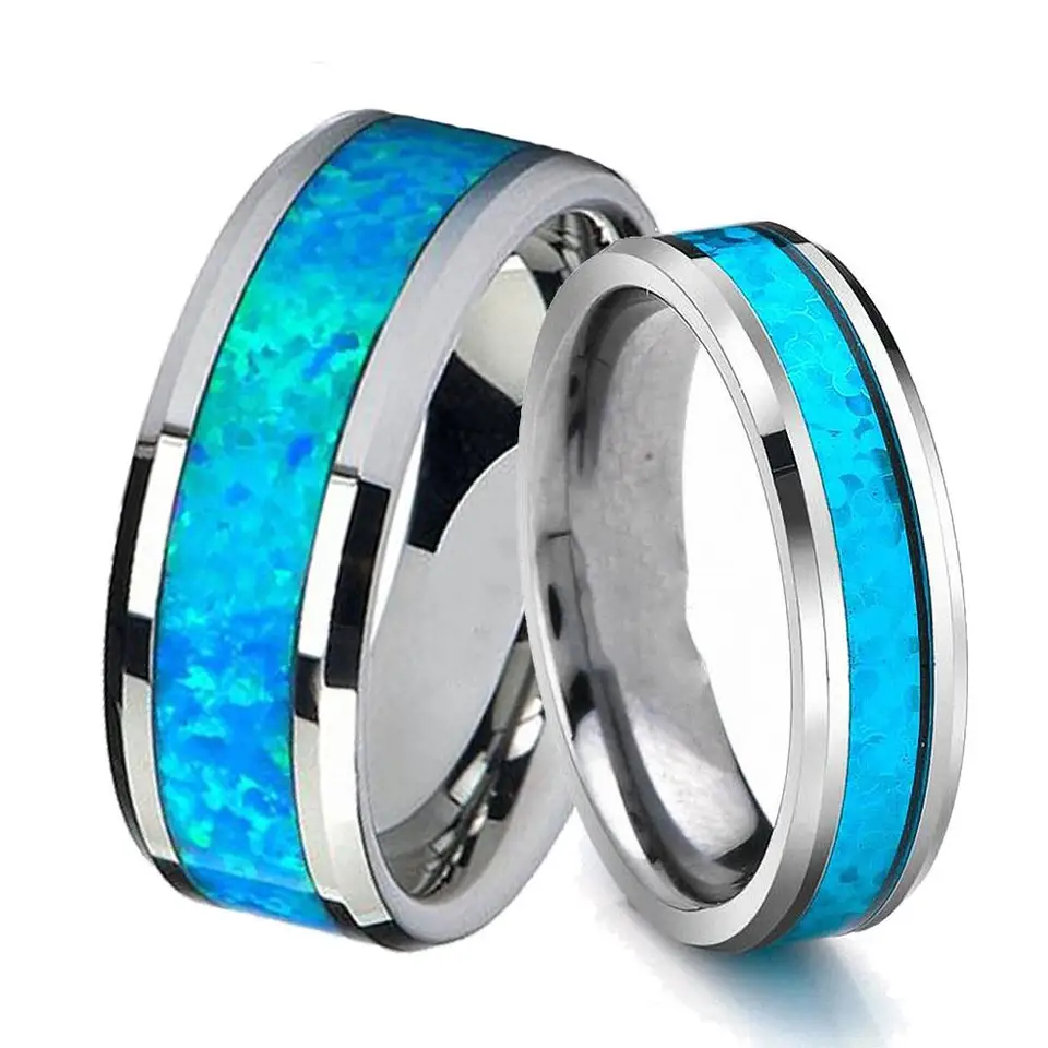 Cadeau son /& son correspondant à couple Bague Promesse Fiançailles Homme Femme Rayures Noires
