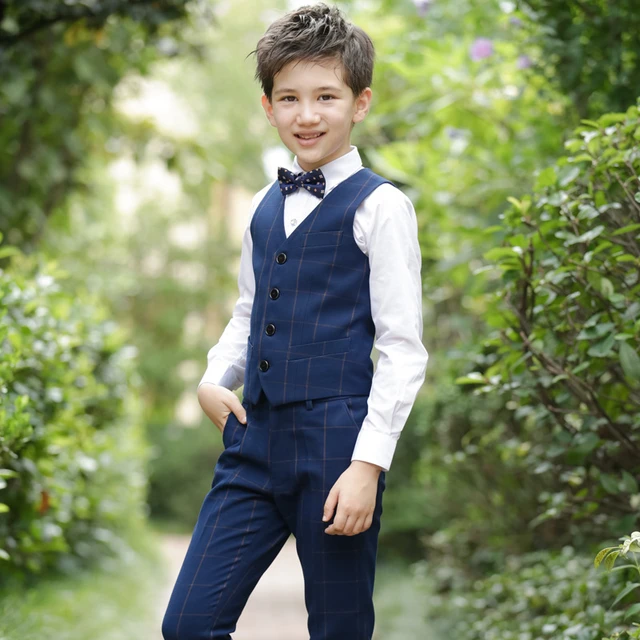 Trajes de moda para niños, trajes para bodas, de graduación, azul marino, conjunto ropa para niños grandes, traje clásico Formal para niños AliExpress