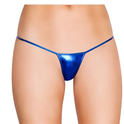 Размера плюс 3XL мини микро трусики женские сексуальные голые трусики с ремешками искусственное кожаное нижнее белье женское белье Бикини стринги - Цвет: Синий