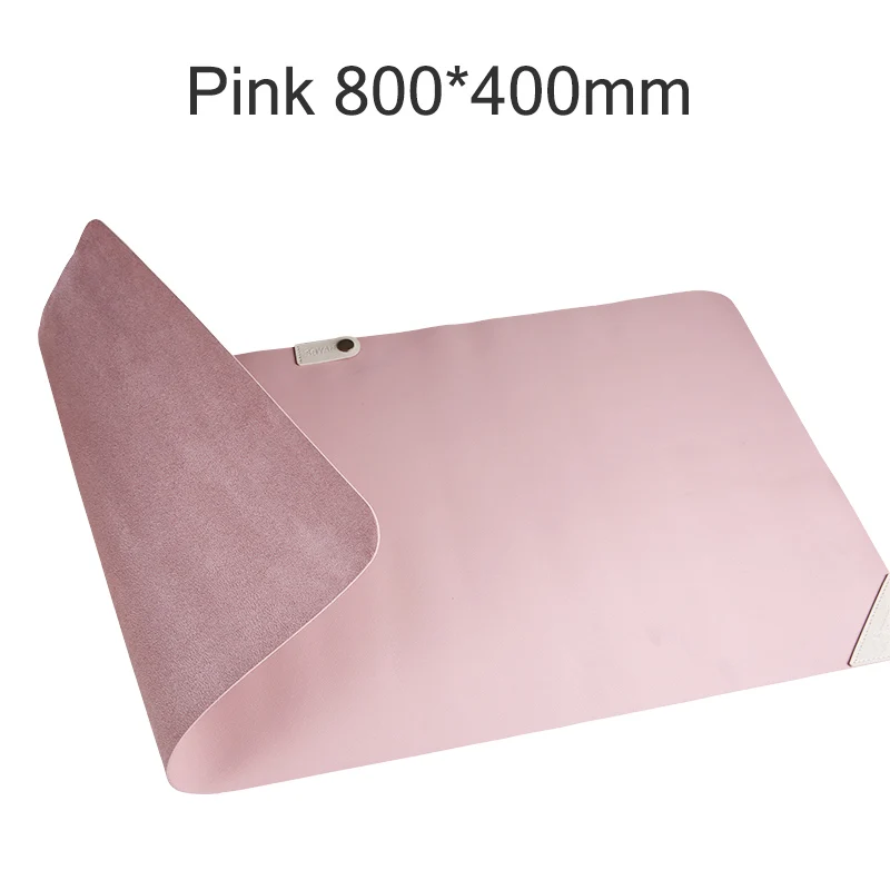 Большой размер коврик для мыши из ПУ 600x300 мм 800x400 мм мягкий кожаный коврик для мыши с кабельной пряжкой водонепроницаемый Противоскользящий коврик для мыши для настольного ноутбука - Цвет: Pink-800x400