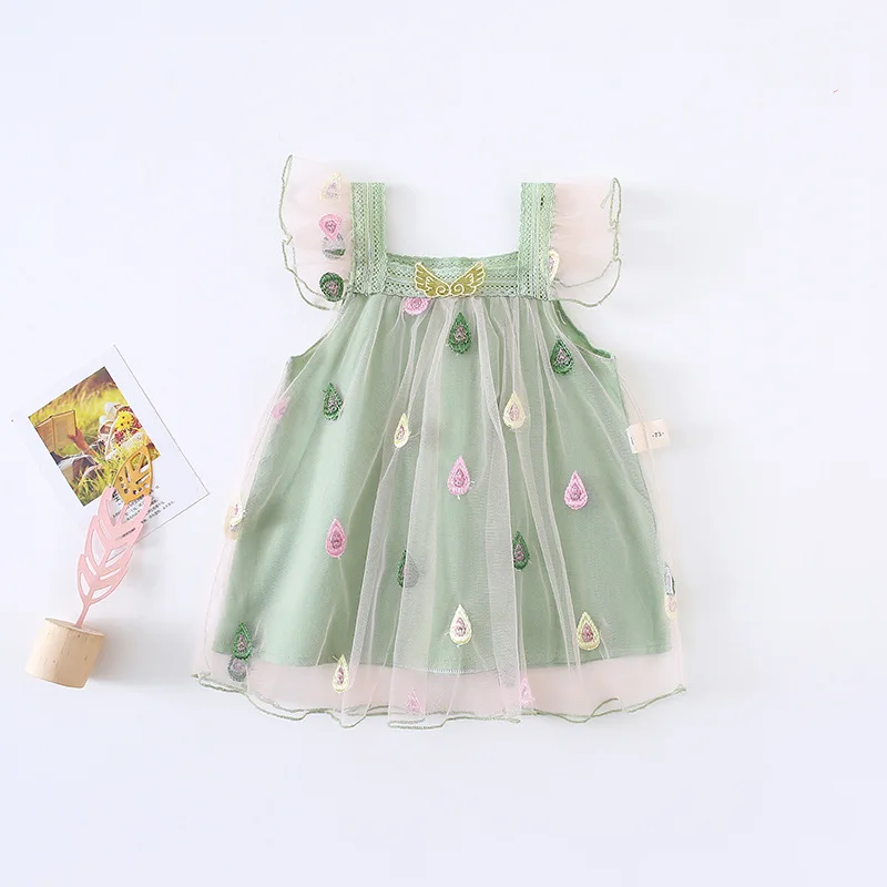 

2019 Summer Fairy Style Baby Girls Waterdrop Mesh Pleated Tutu Dress Kids Children Princess Party Dresses vestidos