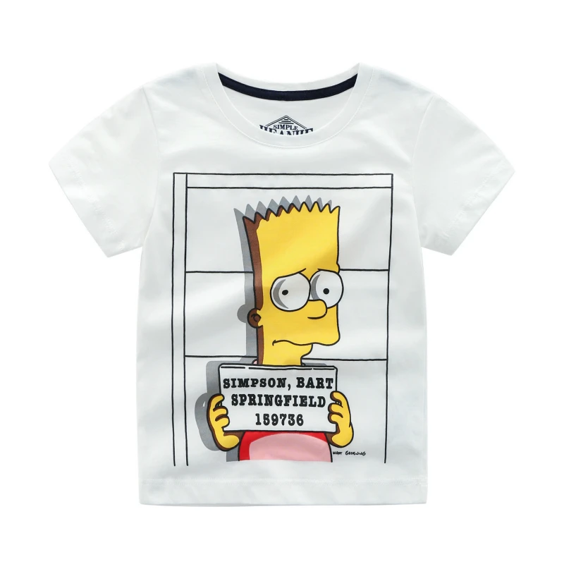 Г. Новая футболка для мальчиков уличная хлопковая футболка с короткими рукавами футболка с героями мультфильма Симпсоны одежда для малышей