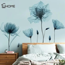 Etiqueta de pared de flores abstractas de la vendimia de la flor azul papel tapiz removible de la pared para la decoración del dormitorio de la sala de estar