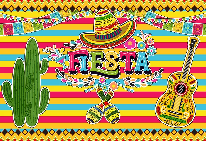 

Summer Fiesta Theme Photography Backdrop and Studio Props Mexican Dress-up Photo Booth Background, Pool Birthday Party Supplies