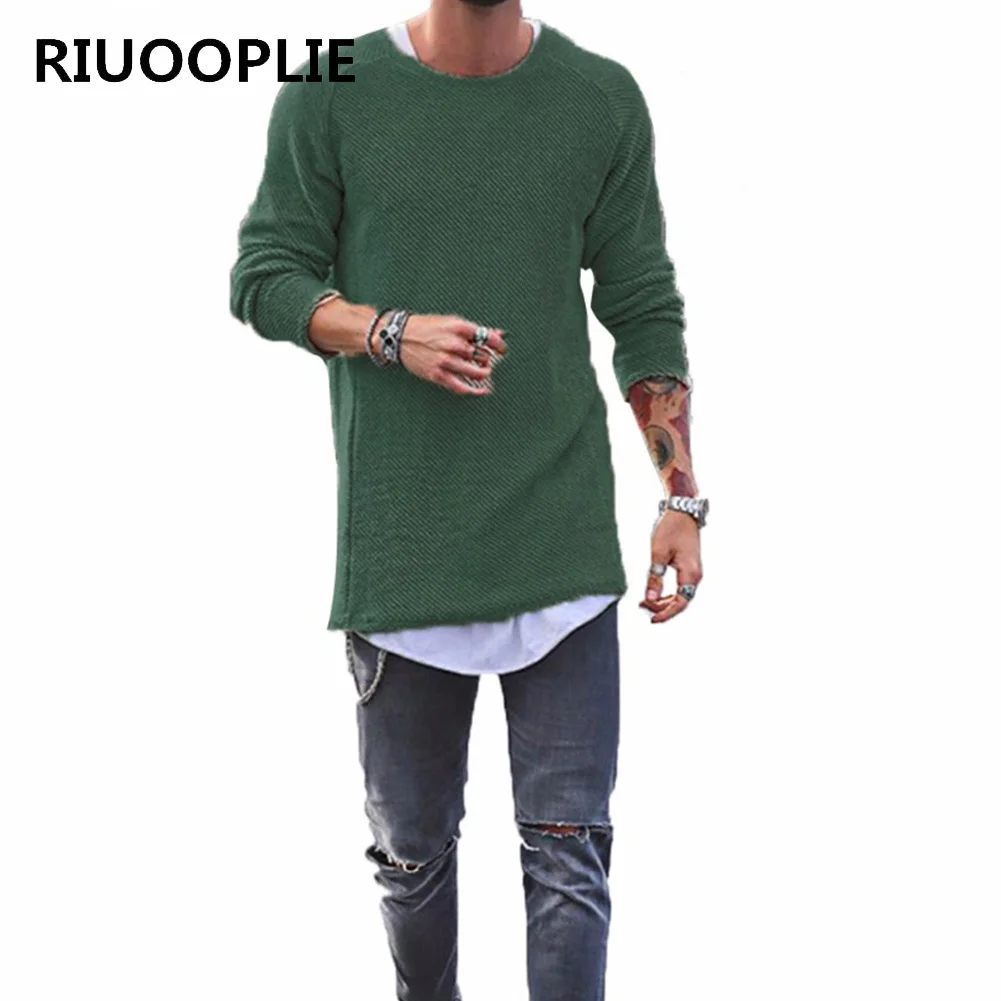 RIUOOPLIE Mens Sweater Autumn Winter Knitted Solid Plain Pullover Casual Loose O Neck 2