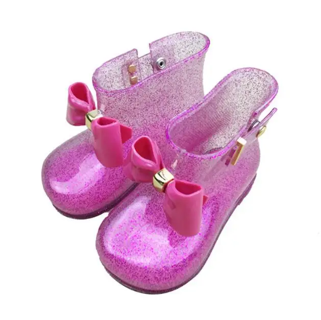 

Children Boots Waterproof Rubber Crystal Jelly Bows Infant Shoe Girl Boots Baby Rain Boots Kids Boys Rain Shoes