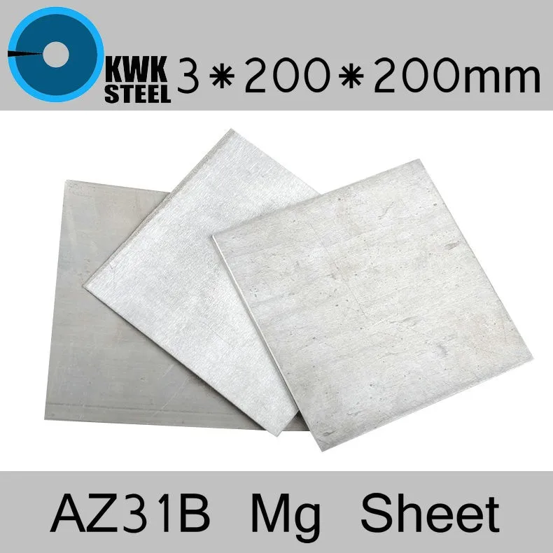 3 * 200 * 200mm AZ31B Magnesium Alloy Sheet Mg Plate Electroplating Anodes Experiment Anode Free Shipping