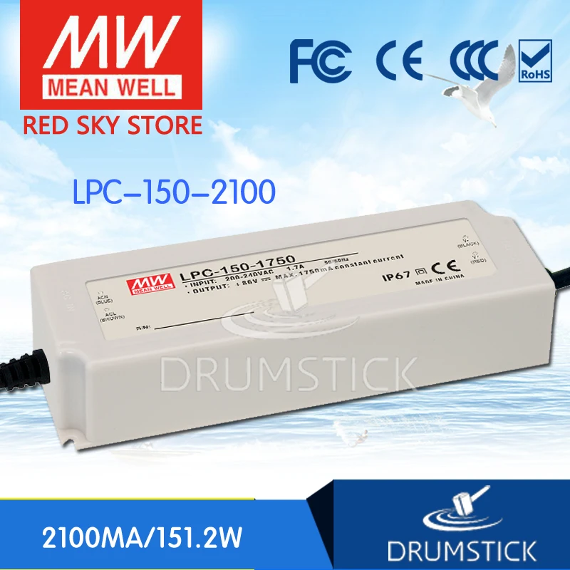 

MEAN WELL LPC-150-2100 72V 2100mA meanwell LPC-150 72V 151.2W Single Output LED Switching Power Supply