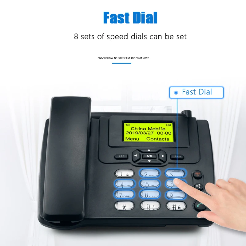 GSM SIM بطاقة الثابتة تلفون مع FM راديو ID دعوة الثابت Telehones هاتف لاسلكي للمنزل الثابتة الهاتف الأسود