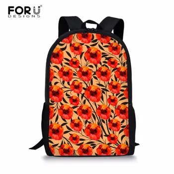 

FORUDESIGNS Watercolor Poppies Print School Bags for Girls Kids Orthopedic Backpack In Primary Satchel Schoolbag Mochila Escolar