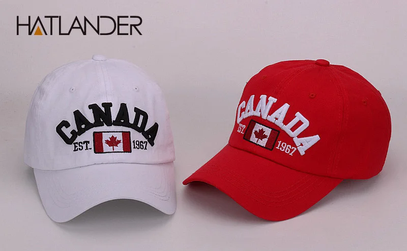 Бренд Hatlander Канада письмо вышивка бейсболки для женщин хлопок gorra snapback изогнутые папа шляпа отдыха на открытом воздухе для мужчин и